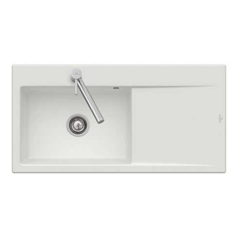 V&B Évier encastré Subway Style 60 Flat G, avec garniture vidage, excentrique, ivoire C-plus