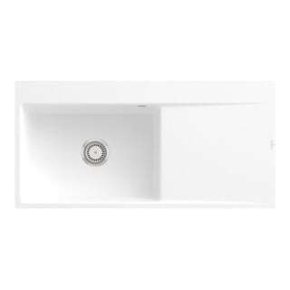 V&B Évier encastré Subway Style 60 Flat gauche, avec garniture, blanc C-plus