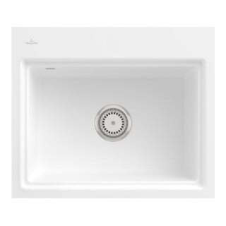 V&B Évier encastré Subway Style 60 S Flat droite, avec garniture, blanc pierre