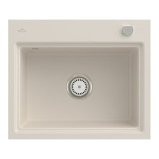 V&B Évier encastré Subway Style 60 S Flat droite, avec garniture, commande manuelle, crema