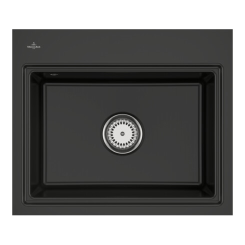 V&B Évier encastré Subway Style 60 S Flat droite, avec garniture, pure black