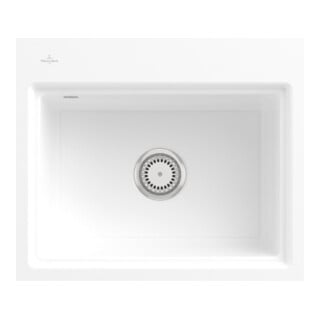 V&B Évier encastré Subway Style 60 S Flat G, avec garniture vidange, excentrique, blanc neige