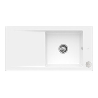 V&B Évier encastré Timeline 60 Flat avec garniture vidage, excentrique, blanc neige