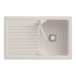 V&B Évier Linara 45 cm avec garniture vidage, excentrique, crema CeramicPlus