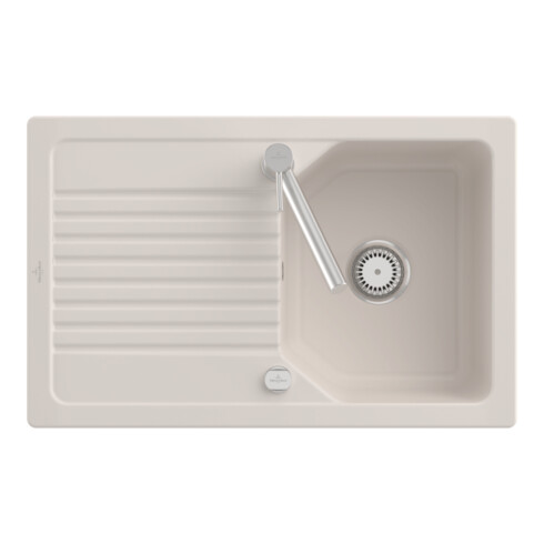V&B Évier Linara 45 cm avec garniture vidage, excentrique, crema CeramicPlus