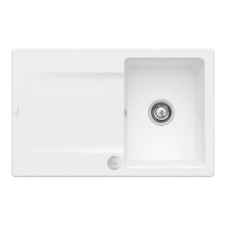 V&B Évier Siluet 45 avec garniture vidage, excentrique, acier blanc C-plus