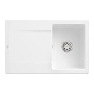 V&B Évier Siluet 45 m Cde évac., manuel, blanc alpin CeramicPlus