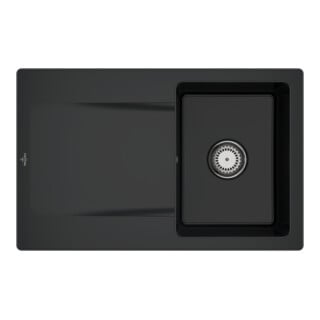 V&B Évier Siluet 45 m Garniture vidage, commande manuelle, noir pur