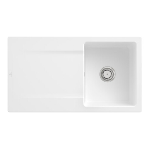 V&B Évier Siluet 50 m avec garniture vidage, manuel, blanc satiné CeramicPlus