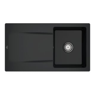 V&B Évier Siluet 50 m Garniture vidage, commande manuelle, noir pur