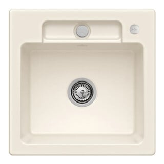 V&B Évier Siluet 50 S avec garniture de vidage, excentrique, crema CeramicPlus