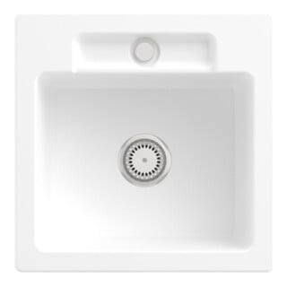 V&B Évier Siluet 50 S avec garniture, robinetterie, blanc satiné CeramicPlus