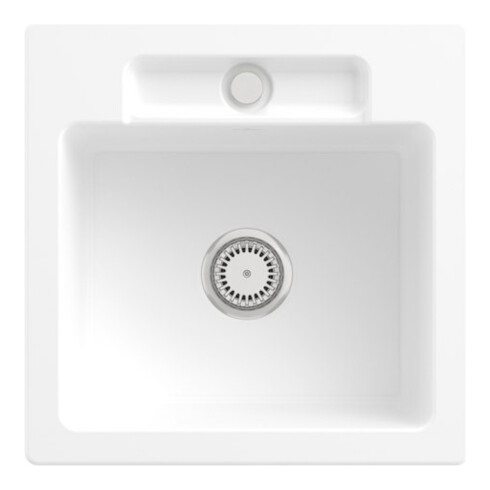 V&B Évier Siluet 50 S avec garniture, robinetterie, blanc satiné CeramicPlus