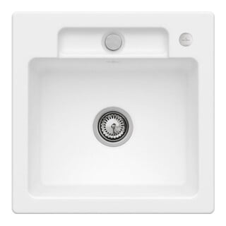 V&B Évier Siluet 50 S avec garniture vidage, excentrique, acier blanc C-plus