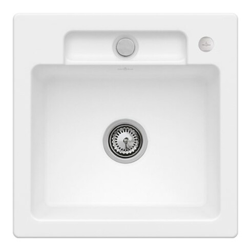 V&B Évier Siluet 50 S avec garniture vidage, excentrique, acier blanc C-plus