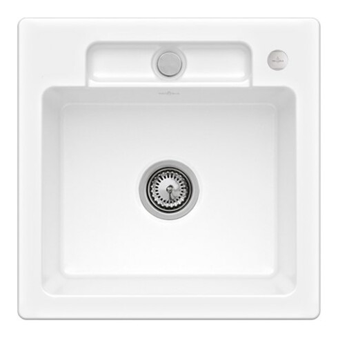 V&B Évier Siluet 50 S avec garniture vidage, excentrique, sn blanc CeramicPlus