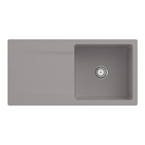V&B Évier Siluet 60 cm avec garniture d'évacuation, rond avec commande manuelle, fossil