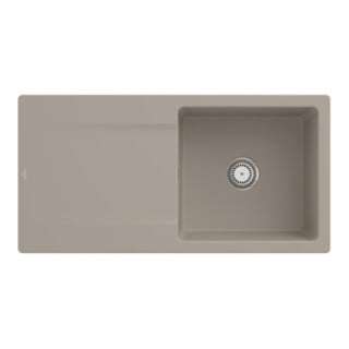 V&B Évier Siluet 60 cm avec garniture vidage, rond avec commande manuelle, amande