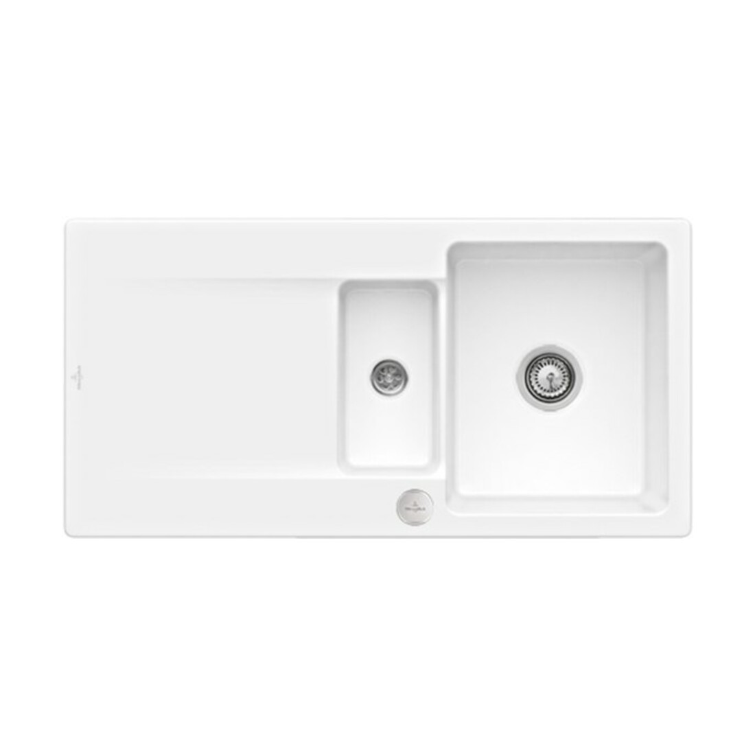 V&B Évier Siluet 60 R avec garniture, rond avec excentrique, inox blanc C-plus