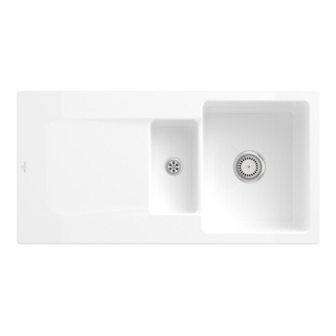V&B Évier Siluet 60 R avec garniture, rond avec robinet, blanc sn C-plus