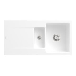 V&B Évier Siluet 60 R avec garniture vidage, robinet rond, blanc C-plus