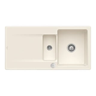 V&B Évier Siluet 60 R avec garniture vidage, rond avec excentrique, crema C-plus