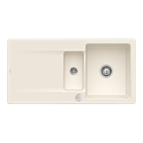 V&B Évier Siluet 60 R avec garniture vidage, rond avec excentrique, crema C-plus