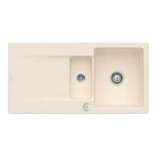 V&B Évier Siluet 60 R avec garniture vidage, rond avec excentrique, ivoire C-plus