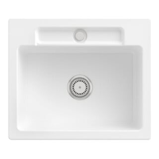V&B Évier Siluet 60 S avec garniture vidage, robinet rond, blanc alp C-plus