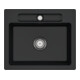 V&B Évier Siluet 60 S avec garniture vidage, robinet rond, noir pur-1