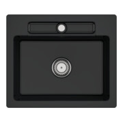 V&B Évier Siluet 60 S avec garniture vidage, robinet rond, noir pur