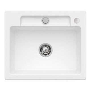 V&B Évier Siluet 60 S avec vidage, rond avec excentrique, acier blanc C-plus