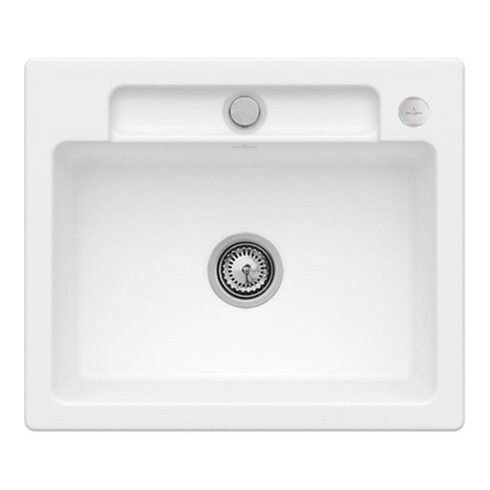 V&B Évier Siluet 60 S avec vidage, rond avec excentrique, acier blanc C-plus