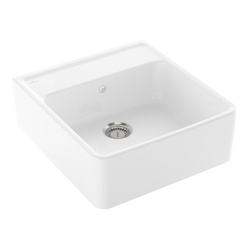 V&B Évier simple avec garniture de vidage, manuel, blanc alpin CeramicPlus