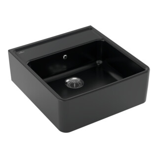 V&B Évier simple avec garniture vidage, commande manuelle, pure black