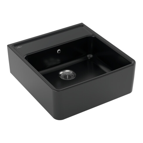 V&B Évier simple avec garniture vidage, commande manuelle, pure black