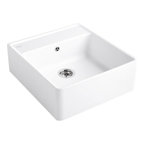 V&B Évier simple avec garniture vidage, excentrique, blanc alpin C-plus