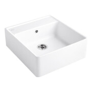 V&B Évier simple avec garniture vidage, excentrique, blanc alpin C-plus