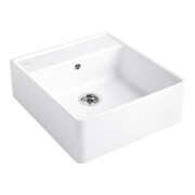 V&B Évier simple avec garniture vidage, excentrique, blanc brillant CeramicPlus