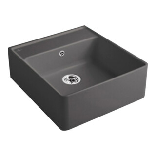 V&B Évier simple avec garniture vidage, excentrique, gris CeramicPlus