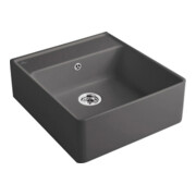 V&B Évier simple avec garniture vidage, excentrique, gris CeramicPlus