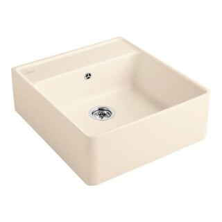 V&B Évier simple avec garniture vidage, excentrique, ivoire CeramicPlus