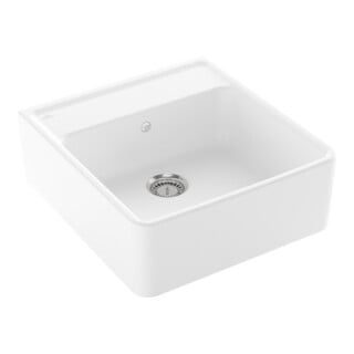 V&B Évier simple avec garniture vidage, manuel, blanc céramique CeramicPlus