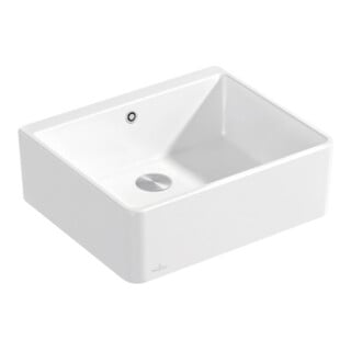 V&B Évier simple bac 60 cm avec garniture, excentrique, blanc alp CeramicPlus