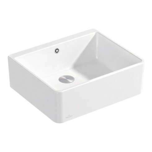 V&B Évier simple bac 60 cm avec garniture, excentrique, blanc alp CeramicPlus