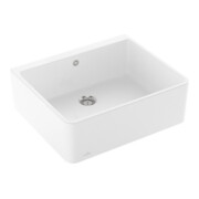 V&B Évier simple bac 60 x m avec garniture, poignée, blanc alpin CeramicPlus