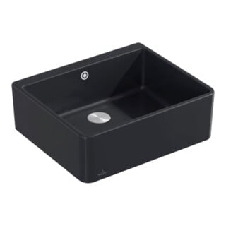 V&B Évier simple bac 60 x m avec garniture vidage, excentrique, noir pur