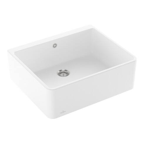 V&B Évier simple bac 60 x m avec garniture vidage, poignée, céramique blanche CeramicPlus