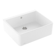 V&B Évier simple bac 60 x m avec garniture vidage, poignée, céramique blanche CeramicPlus