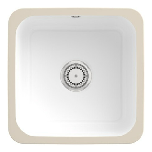 V&B Évier sous-plan Cisterna 50 avec garniture vidage, mitigeur, blanc alpin CeramicPlus